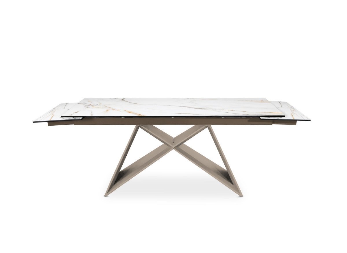 Table à manger extensible plateau céramique blanc 10 personnes 160-240 cm GABRIEL