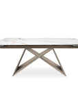 Table à manger extensible plateau céramique blanc 10 personnes 160-240 cm GABRIEL