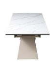Table à manger extensible plateau céramique blanc 10 personnes 160-240 cm GABRIEL