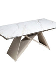 Table à manger extensible plateau céramique blanc 10 personnes 160-240 cm GABRIEL
