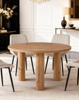 Table à manger ronde effet bois 120cm LORINA