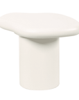 Table basse ronde en béton brossé blanc plateau asymétrique ZELINE