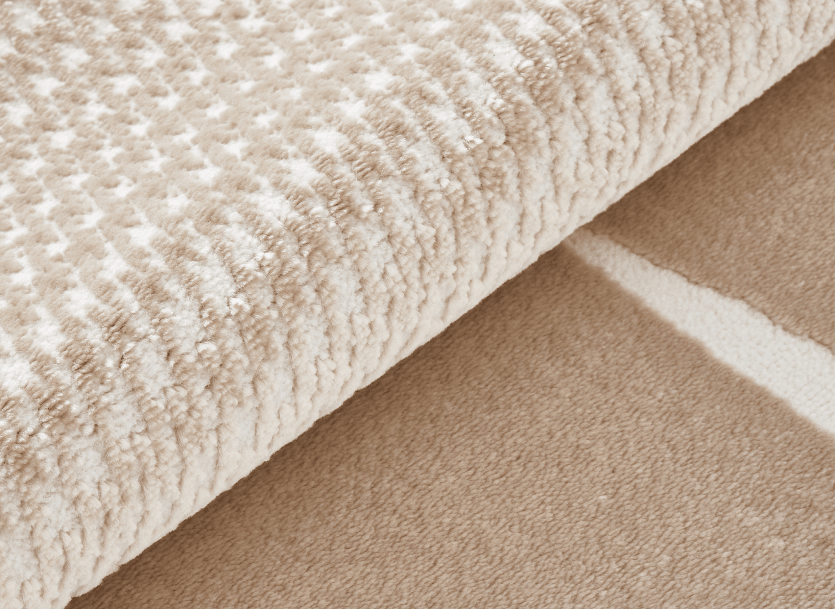Tapis minimaliste beige et blanc 160 x 230 cm RIBBON